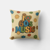 Retro I Love 60s Music for Music Lovers クッション (正面)