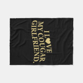 Retro I Love My Cougar-girlfriend Funny Boyfriend  フリースブランケット (正面(横))