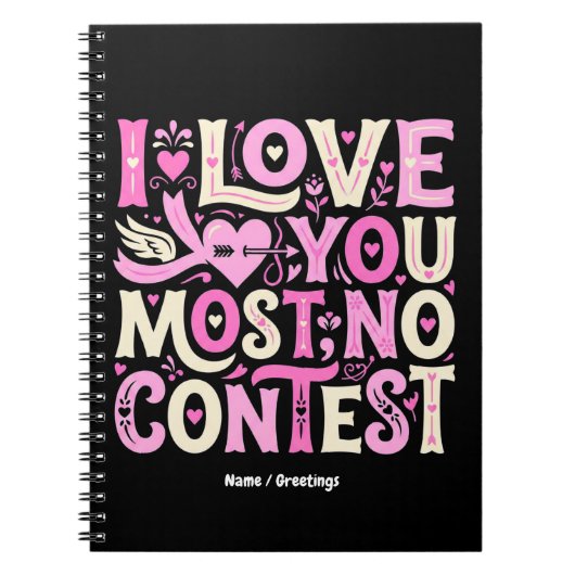 Retro I Love You Most No Contest Pink Cream  ノートブック (正面)
