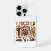 Retro I Tackled 100 Days School Football Design iPhoneケース (裏面)