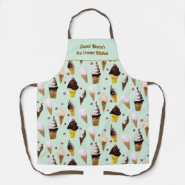Retro Ice Cream Pastel Green Personalized Apron エプロン