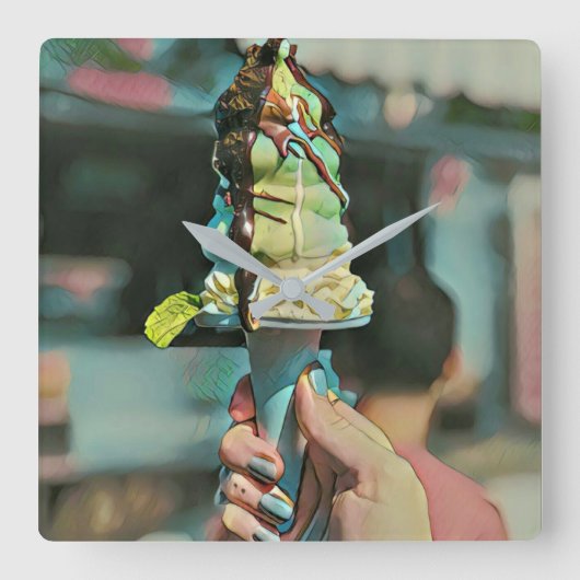 Retro ice cream popsicle スクエア壁時計 (正面)