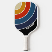 Retro Ice Rainbow Circle Stripe with Name ピックルボールラケット (裏面)