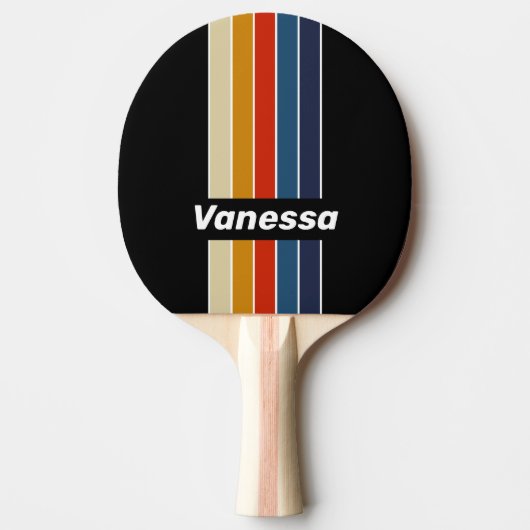 Retro Ice Rainbow Pin Striped with Name 卓球ラケット (正面)