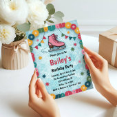 Retro Ice Skating Birthday 招待状