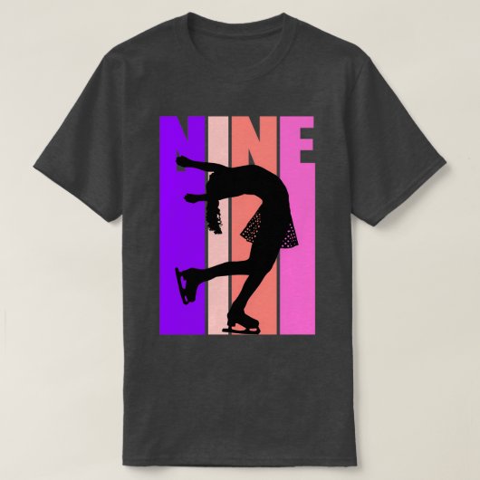 Retro Ice Skating Girls 9th Birthday Figure Skater Tシャツ (デザイン正面)