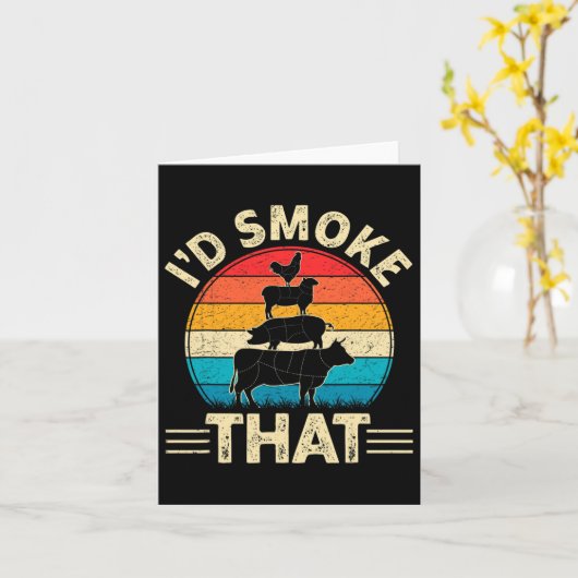 Retro I'd Smoke That Funny Byrbecue Smoker Bbq And カード (黄色い花)