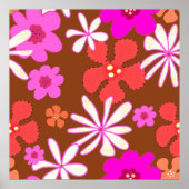 Retro Illustrated Floral Wall Art ポスター (正面)