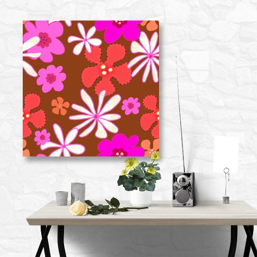 Retro Illustrated Floral Wall Art ポスター