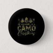Retro I'm Dreaming Of A Camo Christmas Camouflage  缶バッジ (正面)
