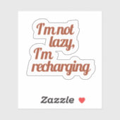 Retro I'm Not Lazy I'm Recharging Funny Quote Stic シール (シート)