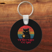 Retro I'm That Crazy Cat Lady Cat Lover Quote Funn キーホルダー (正面)