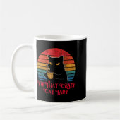 Retro I'm That Crazy Cat Lady Cat Lover Quote Funn コーヒーマグカップ (左)