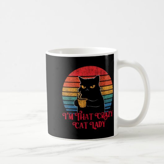 Retro I'm That Crazy Cat Lady Cat Lover Quote Funn コーヒーマグカップ (右)