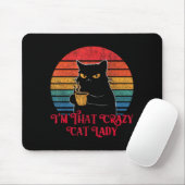 Retro I'm That Crazy Cat Lady Cat Lover Quote Funn マウスパッド (マウス)