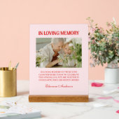 Retro In Loving Memory Photo Wedding Red Pink アクリルサイン (ウェディング)