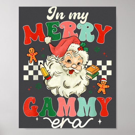 Retro In My Merry Gammy Era Christmas Decor Pajama ポスター (正面)