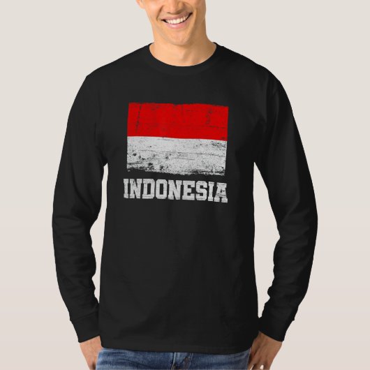 Retro Indonesia Flag Vintage Indonesian Pride Tシャツ (正面)
