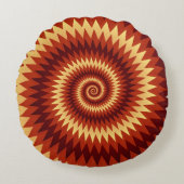 Retro Inferno Spiral Art – Hypnotic Geometric Flam ラウンドクッション (正面)