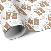 Retro Ink Sketch Happy Gift Boxes Dark Pattern ラッピングペーパー (ロールコーナー)