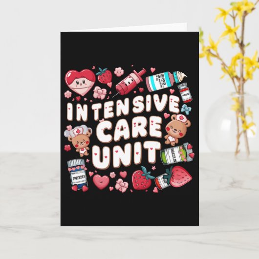 Retro Intensive Care Unit Nurse Tech Valentine Icu カード (黄色い花)