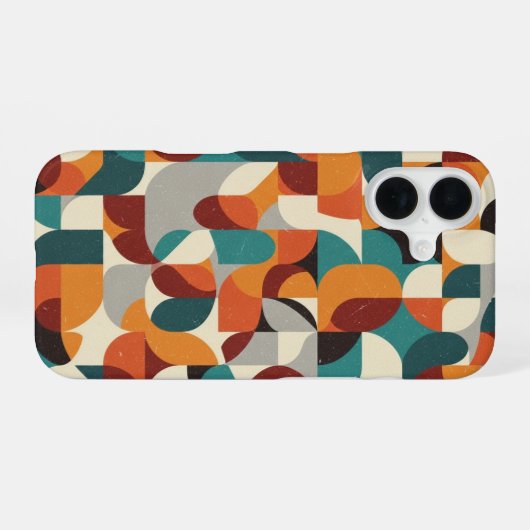 Retro Intertwined Shapes iPhone 16ケース (裏面横)