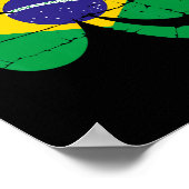 Retro Irish Brazil Flag Ireland Shamrock St Patric ポスター (角)