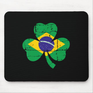 Retro Irish Brazil Flag Ireland Shamrock St Patric マウスパッド