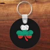 Retro Irish Bulgaria Flag Ireland Shamrock St Patr キーホルダー (正面)