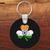 Retro Irish India Flag Ireland Shamrock St Patrick キーホルダー (正面)