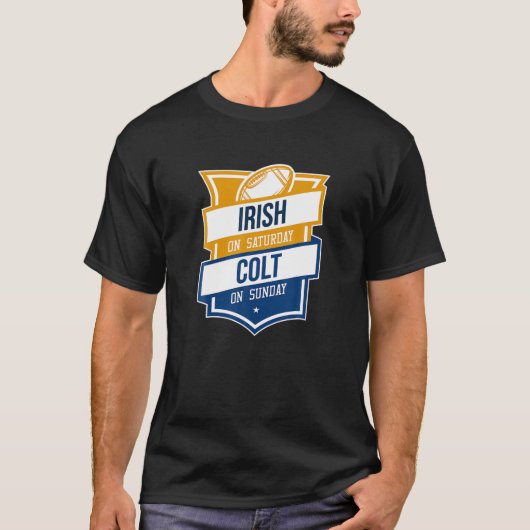 Retro Irish On Saturday Colt On Sunday Football Fa Tシャツ (正面)