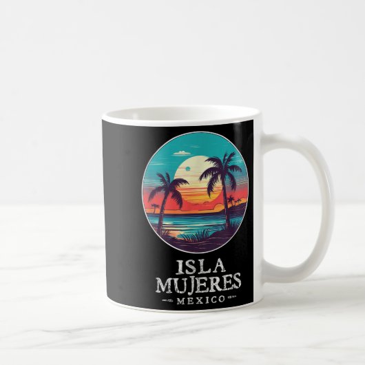 Retro Isla Mujeres Mexico Beach Sunset Souvenir Me コーヒーマグカップ (右)