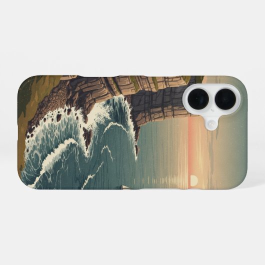 Retro Island at Dusk iPhone 16ケース (裏面横)