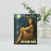 Retro Island Girl In A Tropical Paradise ポストカード (スタンド正面)