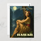 Retro Island Girl In A Tropical Paradise ポストカード (正面/裏面)