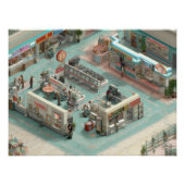 Retro Isometric Grocery Store Pixel Art ポスター (正面)