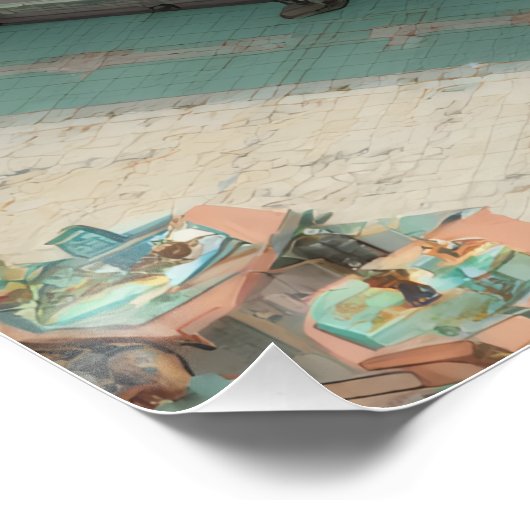 Retro Isometric Grocery Store Pixel Art ポスター (コーナー)