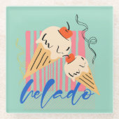 Retro Italian Ice Cream Cones ガラスコースター (正面)