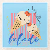 Retro Italian Ice Cream Cones ガラスコースター (正面)