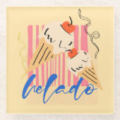 Retro Italian Ice Cream Cones ガラスコースター (正面)