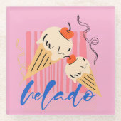 Retro Italian Ice Cream Cones ガラスコースター (正面)