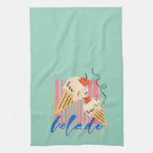 Retro Italian Ice Cream Cones キッチンタオル (縦)