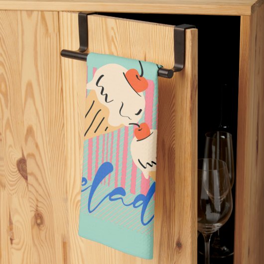 Retro Italian Ice Cream Cones キッチンタオル (三つ折り)