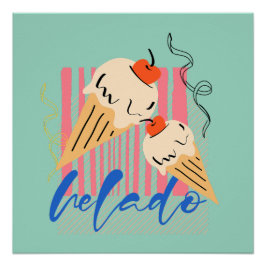 Retro Italian Ice Cream Cones ポスター