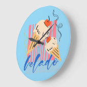 Retro Italian Ice Cream Cones ラージ壁時計 (傾斜)