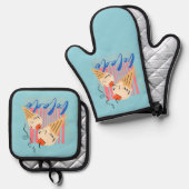 Retro Italian Ice Cream Cones 鍋つかみ&鍋敷きセット (正面/裏面)