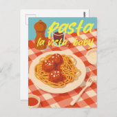 Retro Italian Restaurant Vibe Pasta Pun ポストカード (正面/裏面)