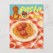 Retro Italian Restaurant Vibe Pasta Pun ポストカード (正面)