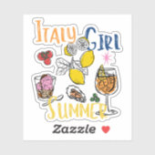 Retro Italy Girl Summer Amalfi Coast Lemon  シール (シート)