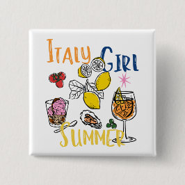 Retro Italy Girl Summer Travel 缶バッジ